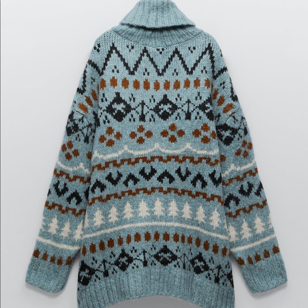 ZARA Oversized Knit Jacquard Sweater - Picture 9 of 9